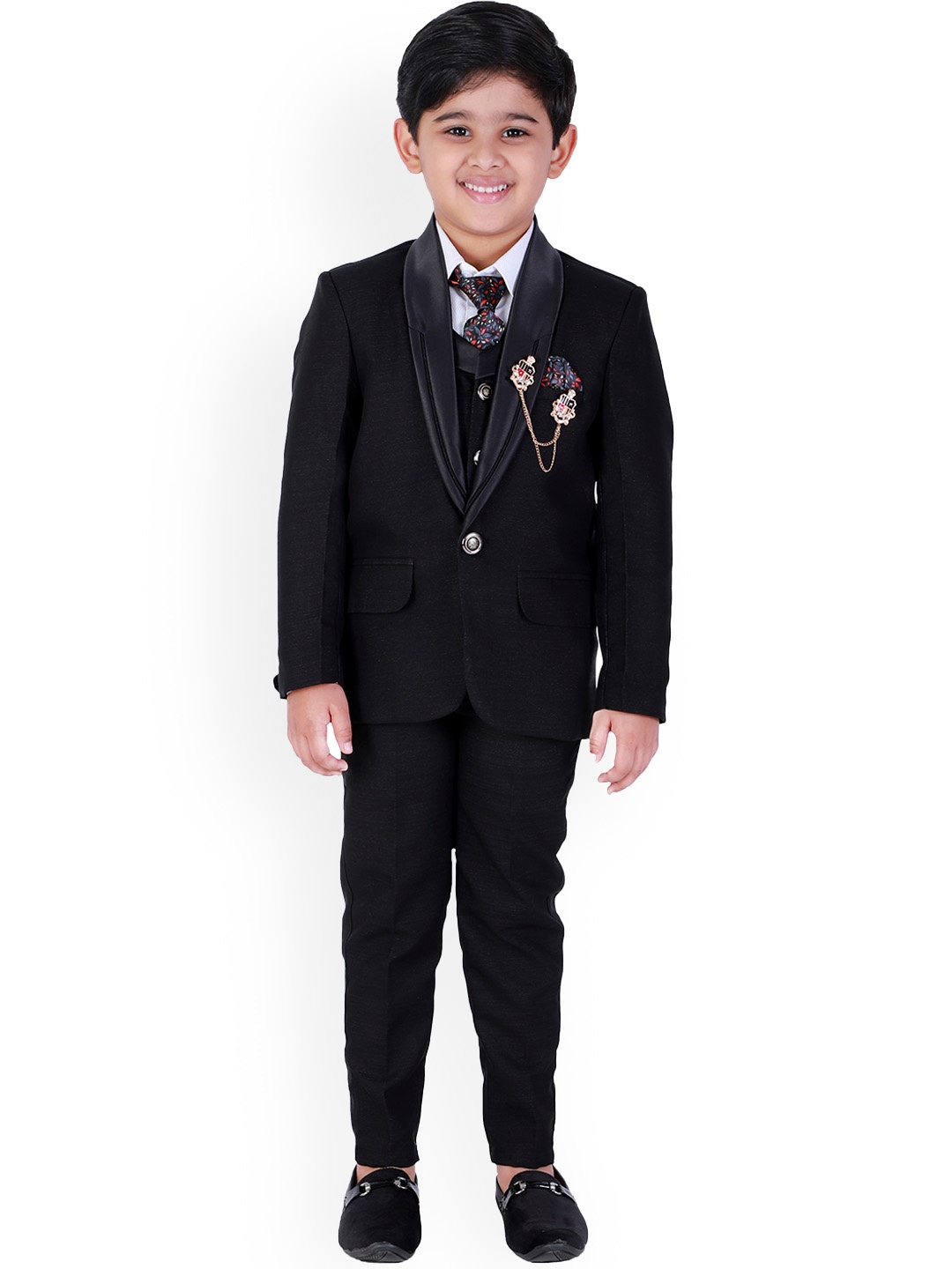 

BAESD Boys Single-Breasted 5-Piece Party Suit, Black