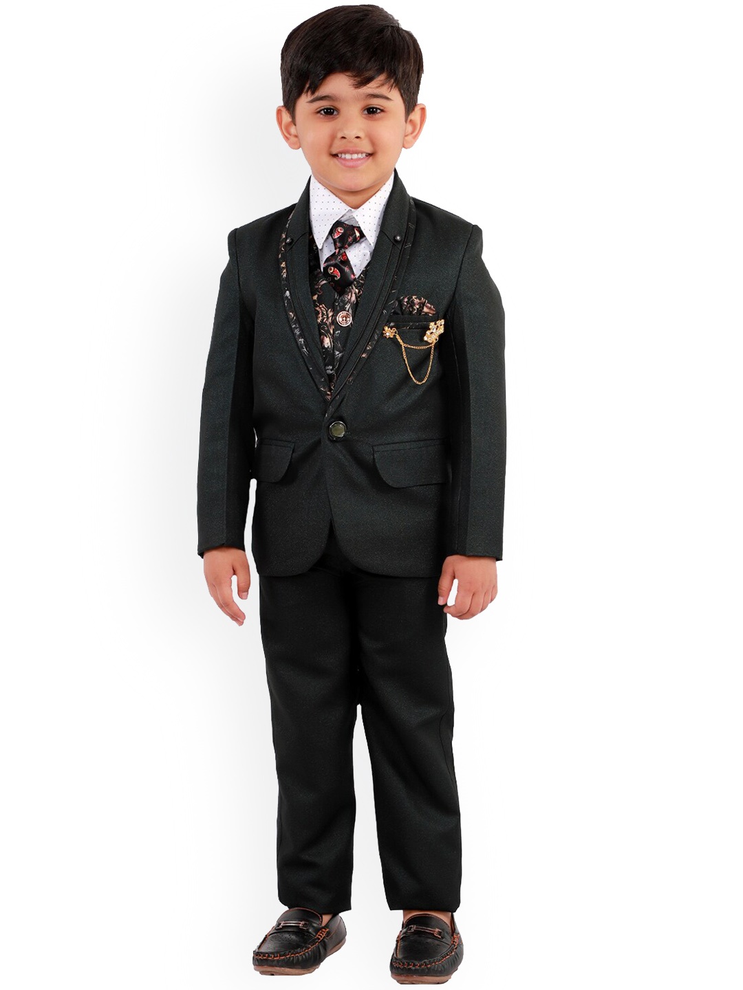 

BAESD Boys Single-Breasted Five-Piece Party Suit, Olive