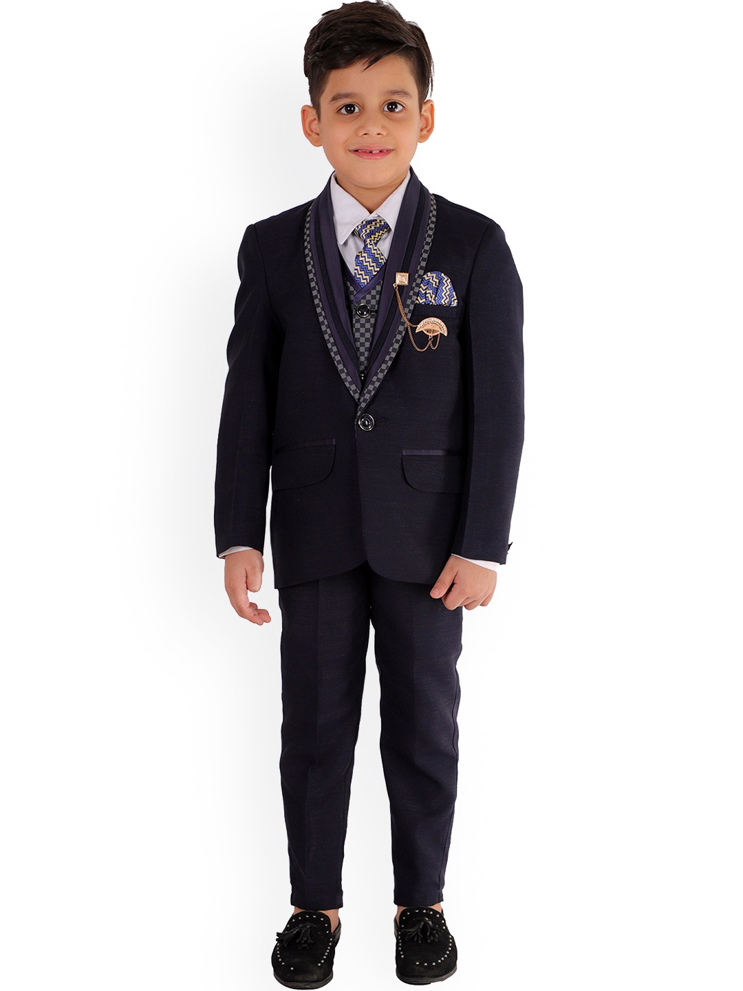 

BAESD Boys 5-Piece Single-Breasted Suit, Navy blue