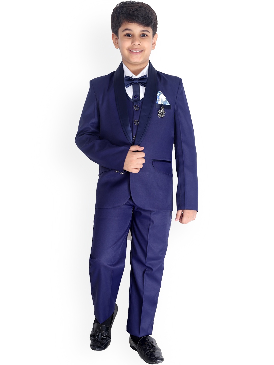 

BAESD Boys Single-Breasted Notched Lapel Suits, Navy blue