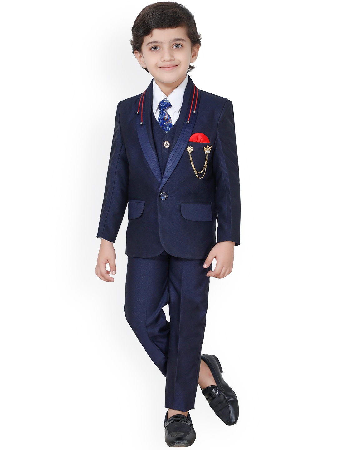 

BAESD Boys Single-Breasted Five-Piece Suits, Navy blue