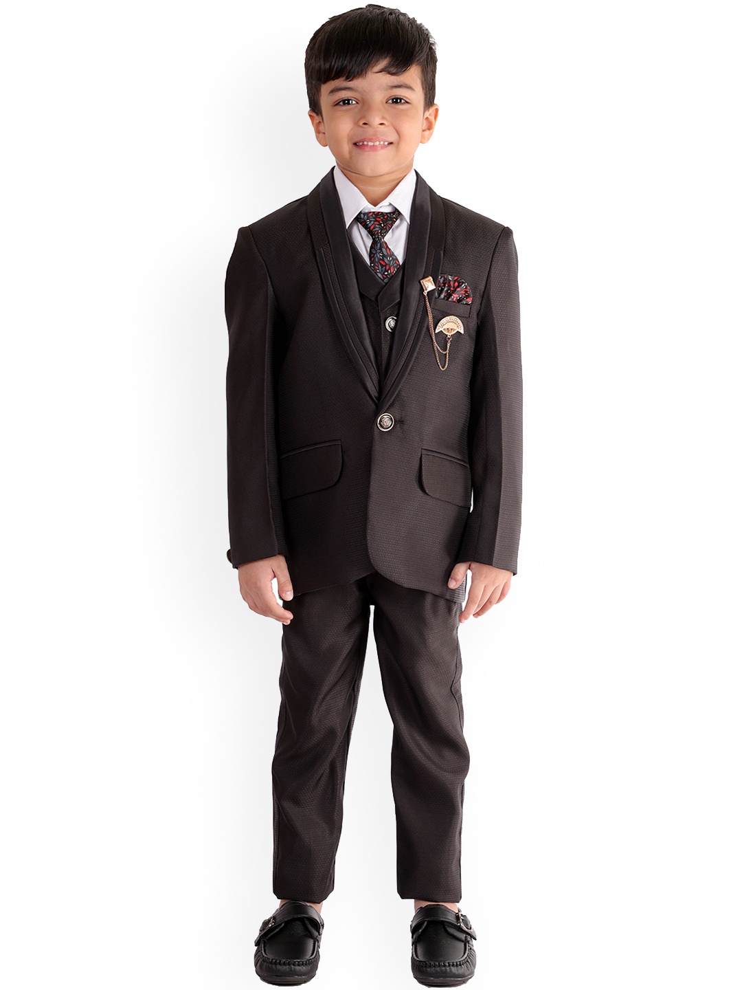

BAESD Boys Single-Breasted 5-Piece Suits, Black
