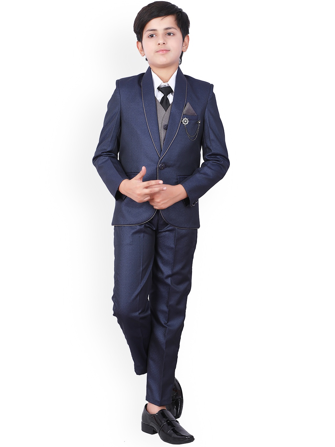 

BAESD Boys Single Breasted 5 Piece Suit, Blue