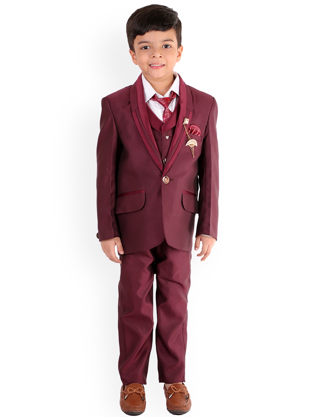 

BAESD Boys Single-Breasted Five-Piece Suits, Maroon