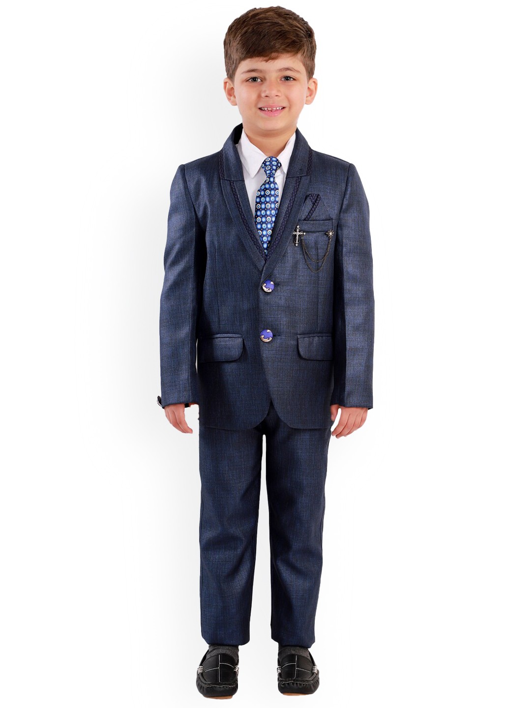 

BAESD Boys Single-Breasted Four-Piece Suits, Navy blue