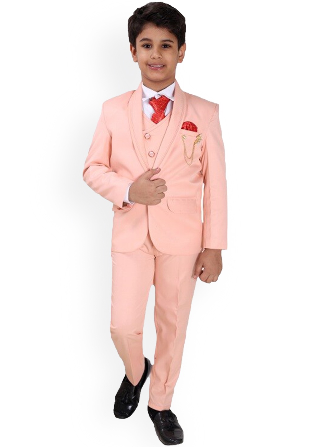 

BAESD Boys Single-Breasted 5-Piece Suit, Pink