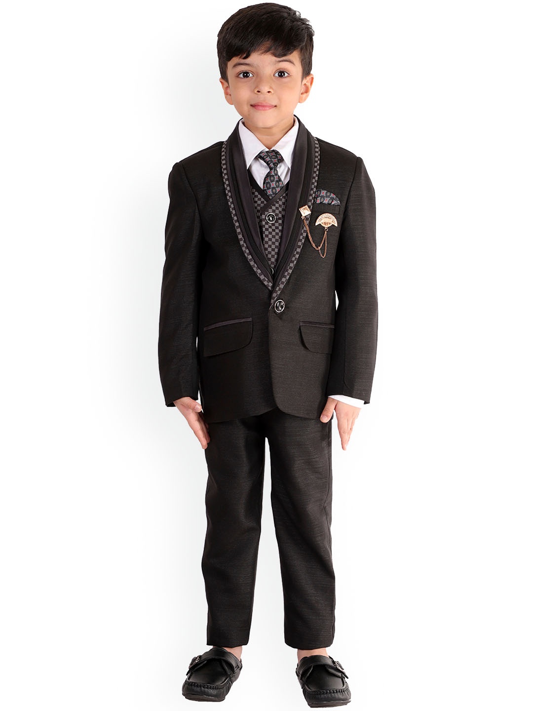 

BAESD Boys Single-Breasted Five-Piece Suits, Black