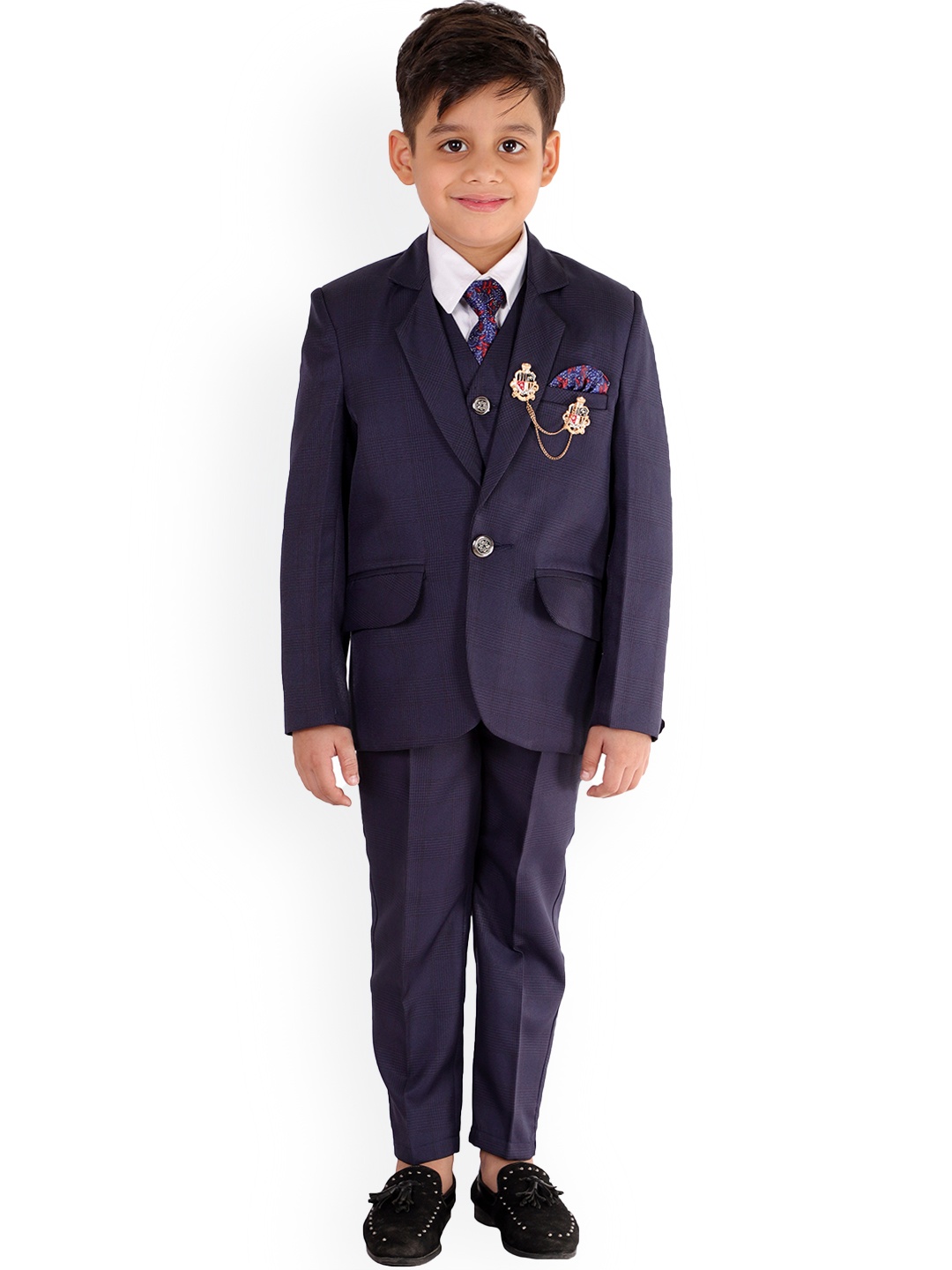 

BAESD Boys Single Breasted 5 Piece Suit, Navy blue