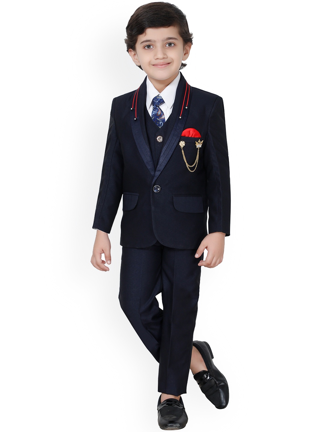 

BAESD Boys Single-Breasted Five-Piece Suits, Navy blue