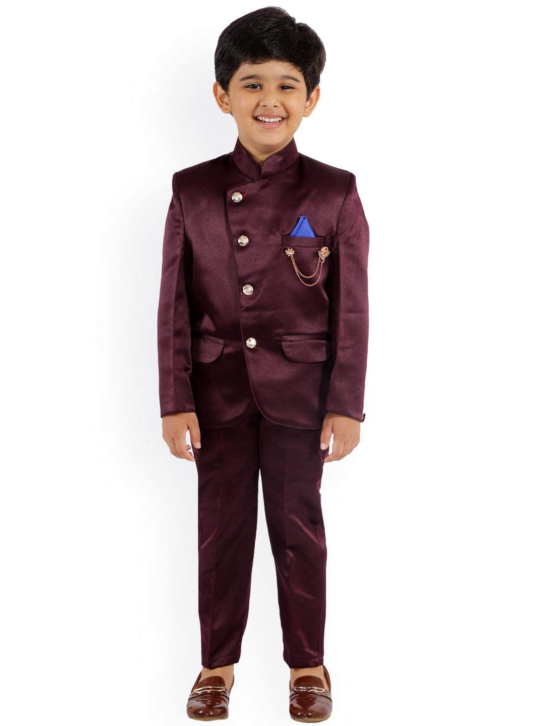 

BAESD Boys Maroon Double-Breasted 2 Piece Suits, Burgundy