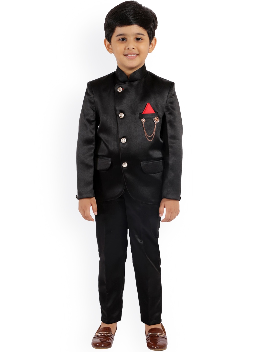 

BAESD Boys Single-Breasted Mandarin Collar Suit, Black