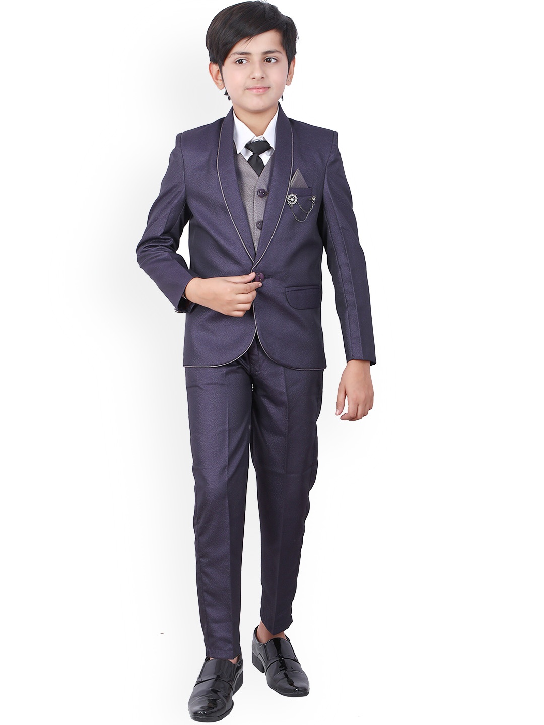 

BAESD Boys 5-Piece Single-Breasted Suit, Purple