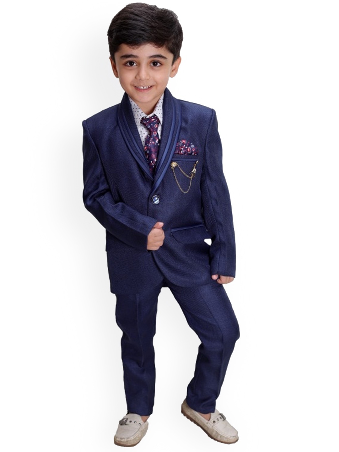 

BAESD Boys 4-Piece Single-Breasted Suit, Navy blue