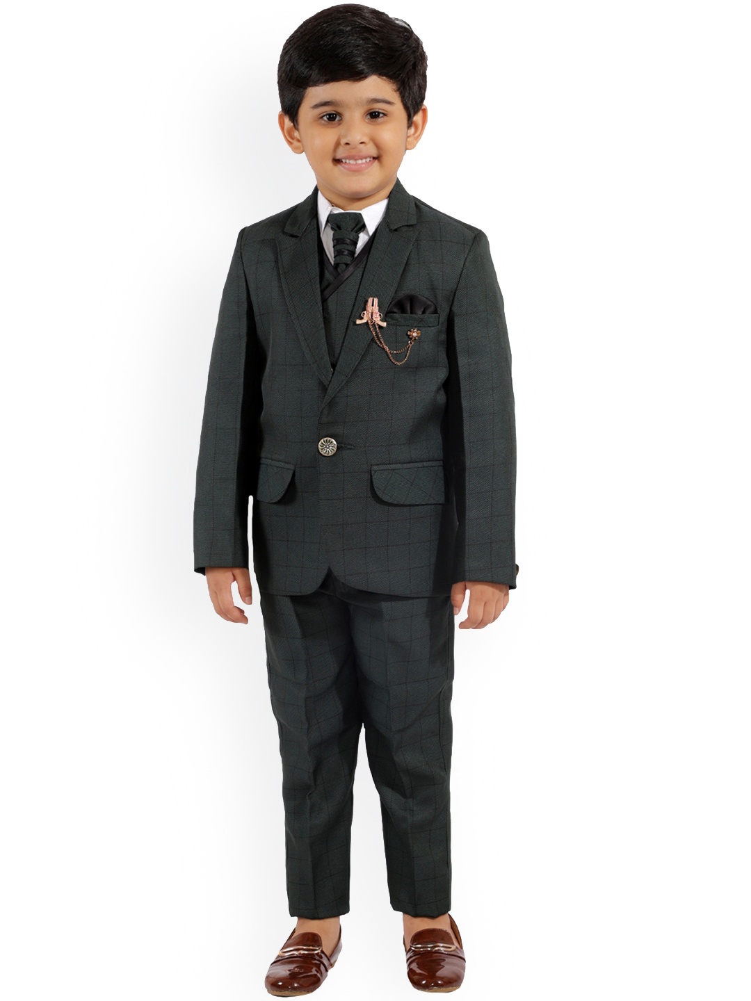 

BAESD Boys 5-Piece Single-Breasted Suit, Green