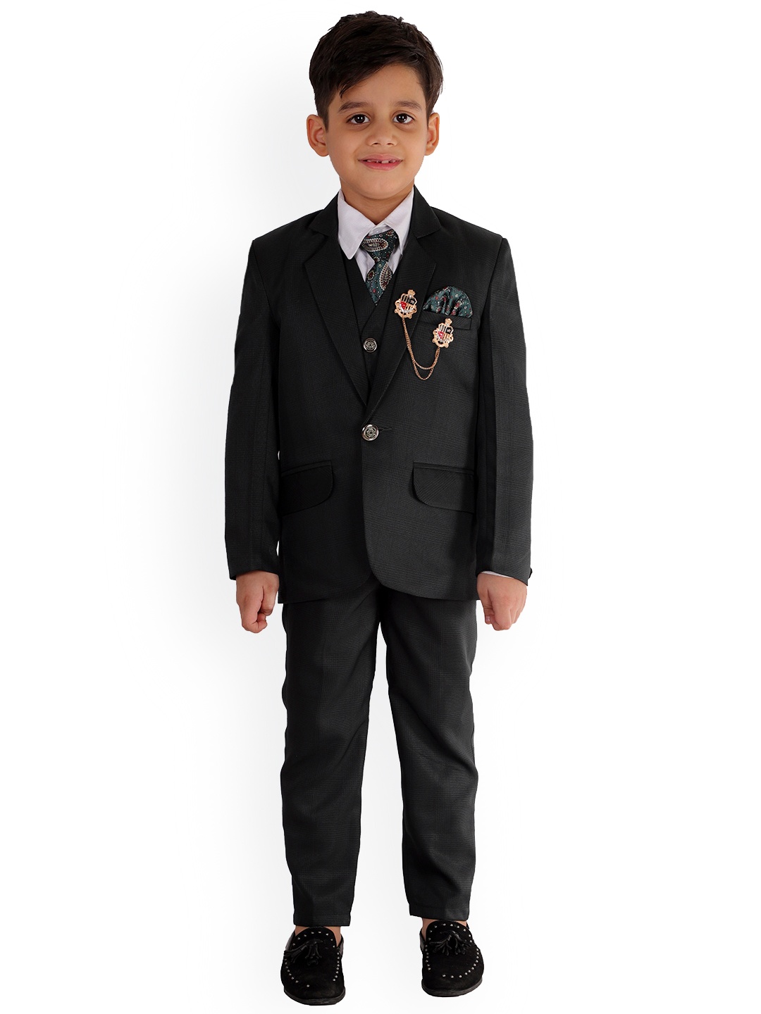 

BAESD Boys Single-Breasted Five-Piece Suits, Green