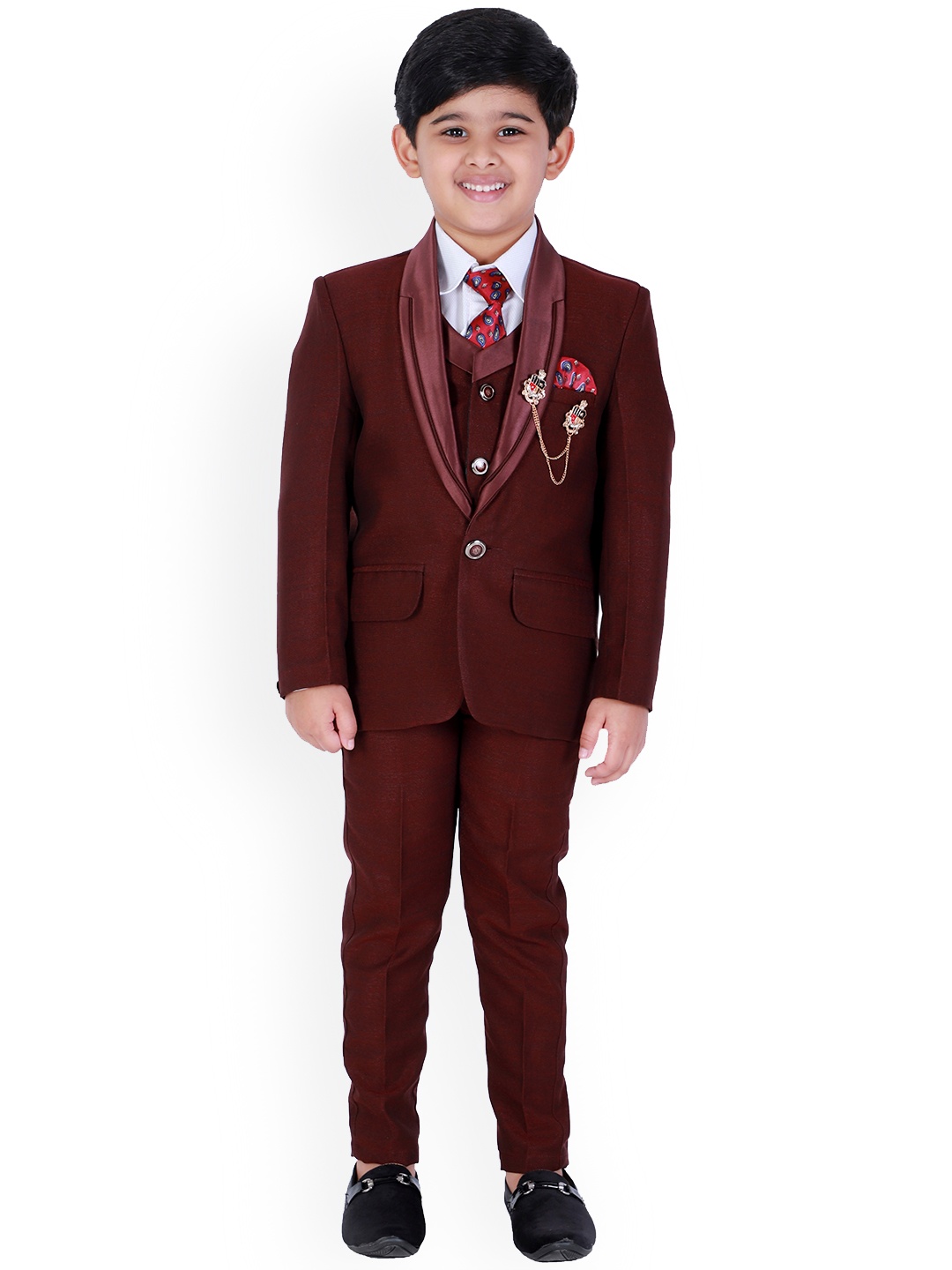 

BAESD Boys Single-Breasted Five-Piece Suits, Maroon