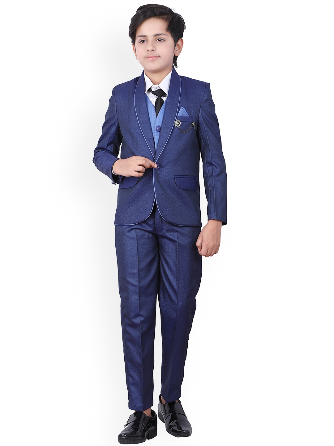 

BAESD Boys Single-Breasted 5-Piece Party Suit, Blue