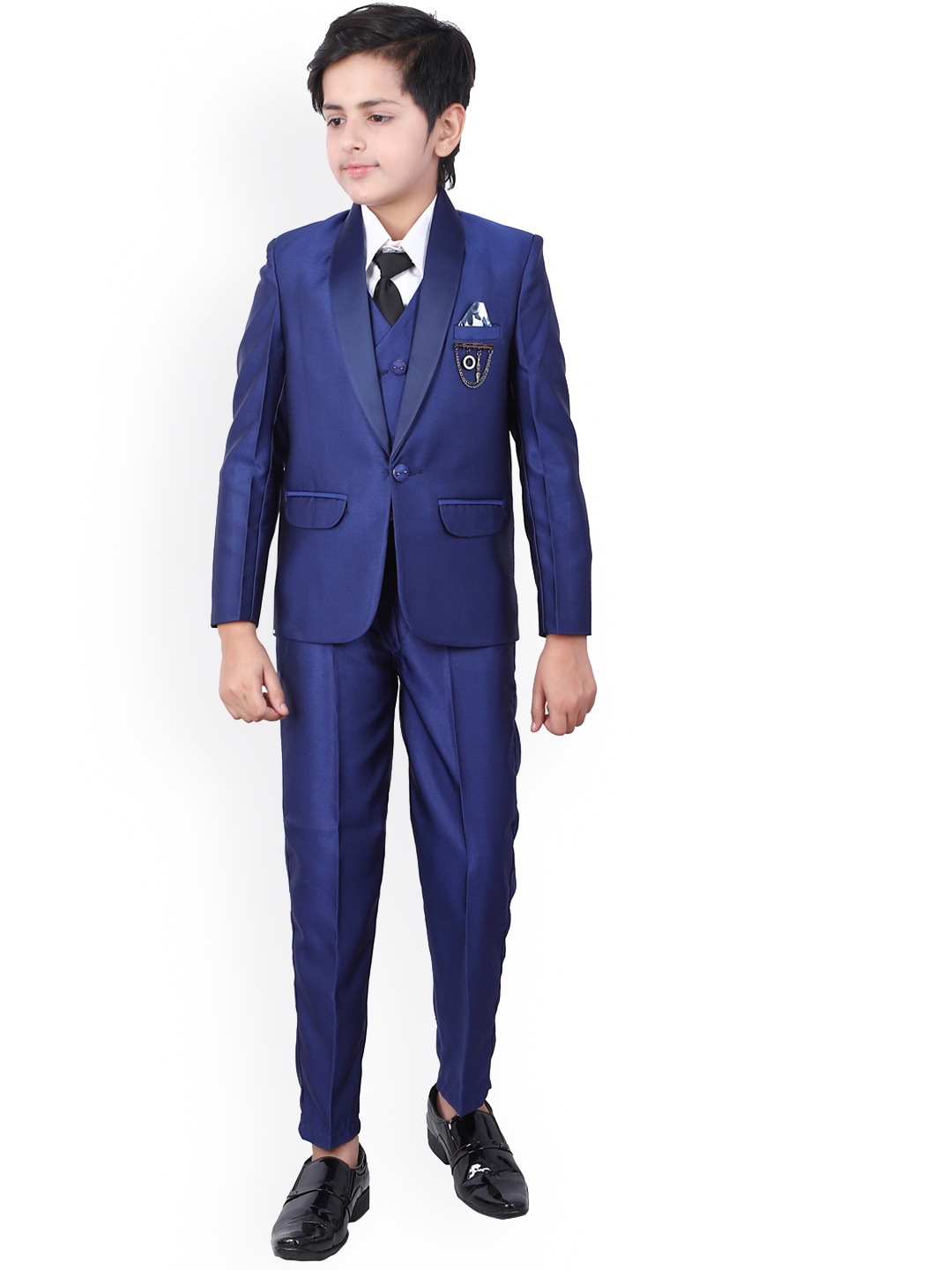 

BAESD Boys Single-Breasted Notched Lapel Suits, Blue