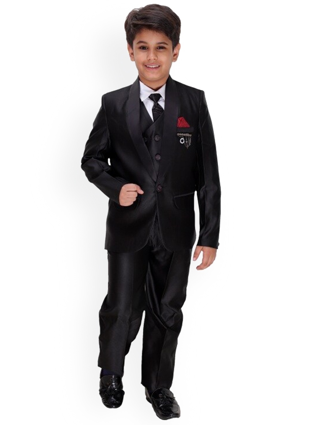 

BAESD Boys Single-Breasted 5-Piece Suit, Black