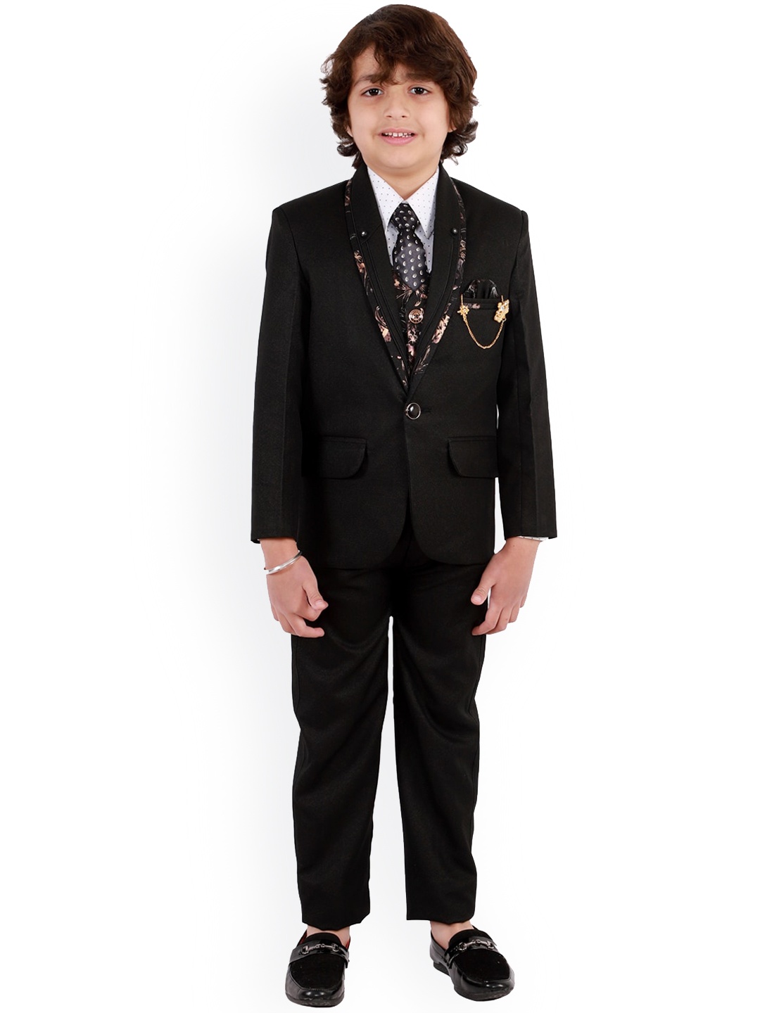 

BAESD Boys Single Breasted 5 Pieces Party Suits, Black