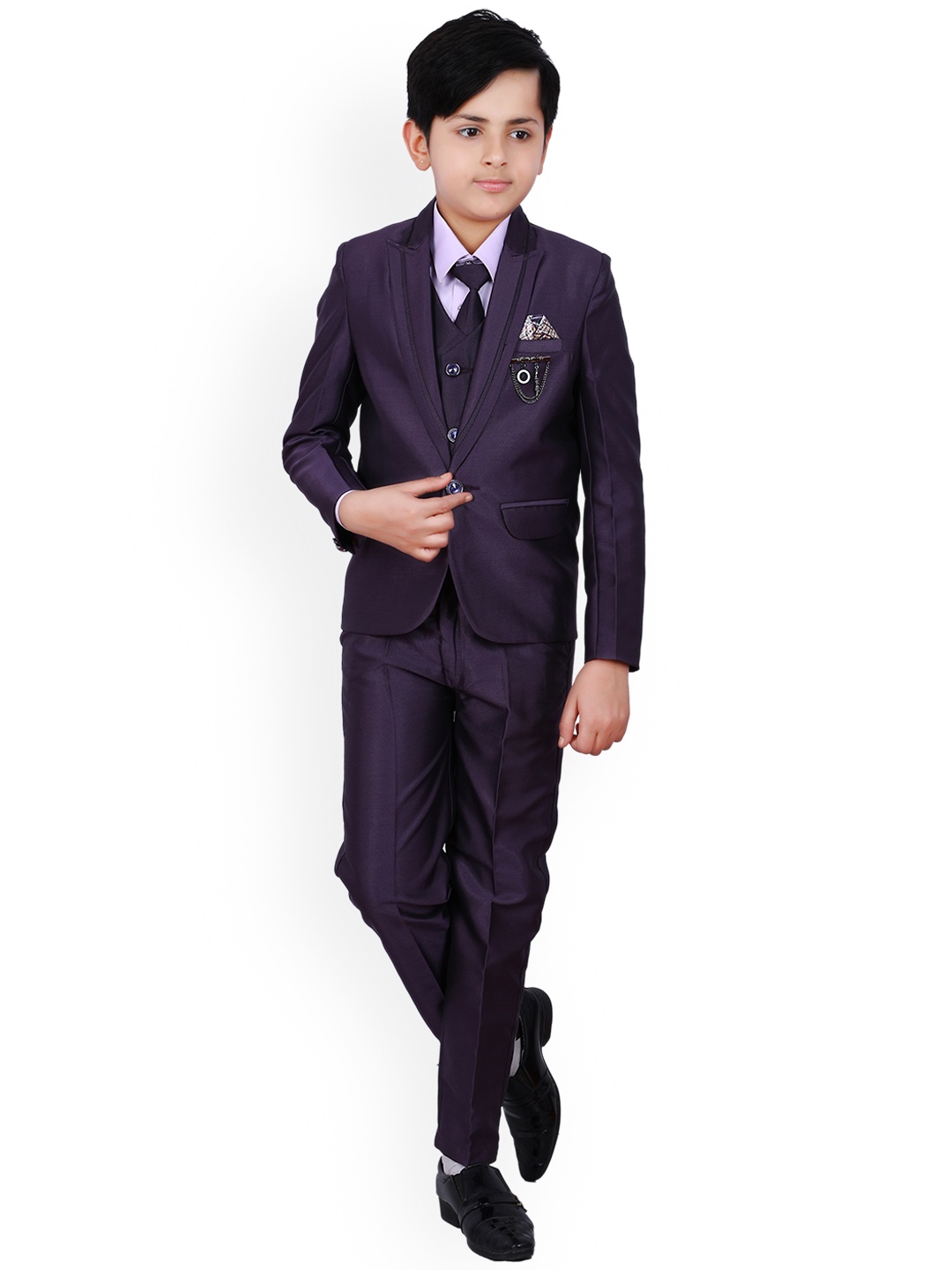 

BAESD Boys 5-Piece Single-Breasted Suit, Purple
