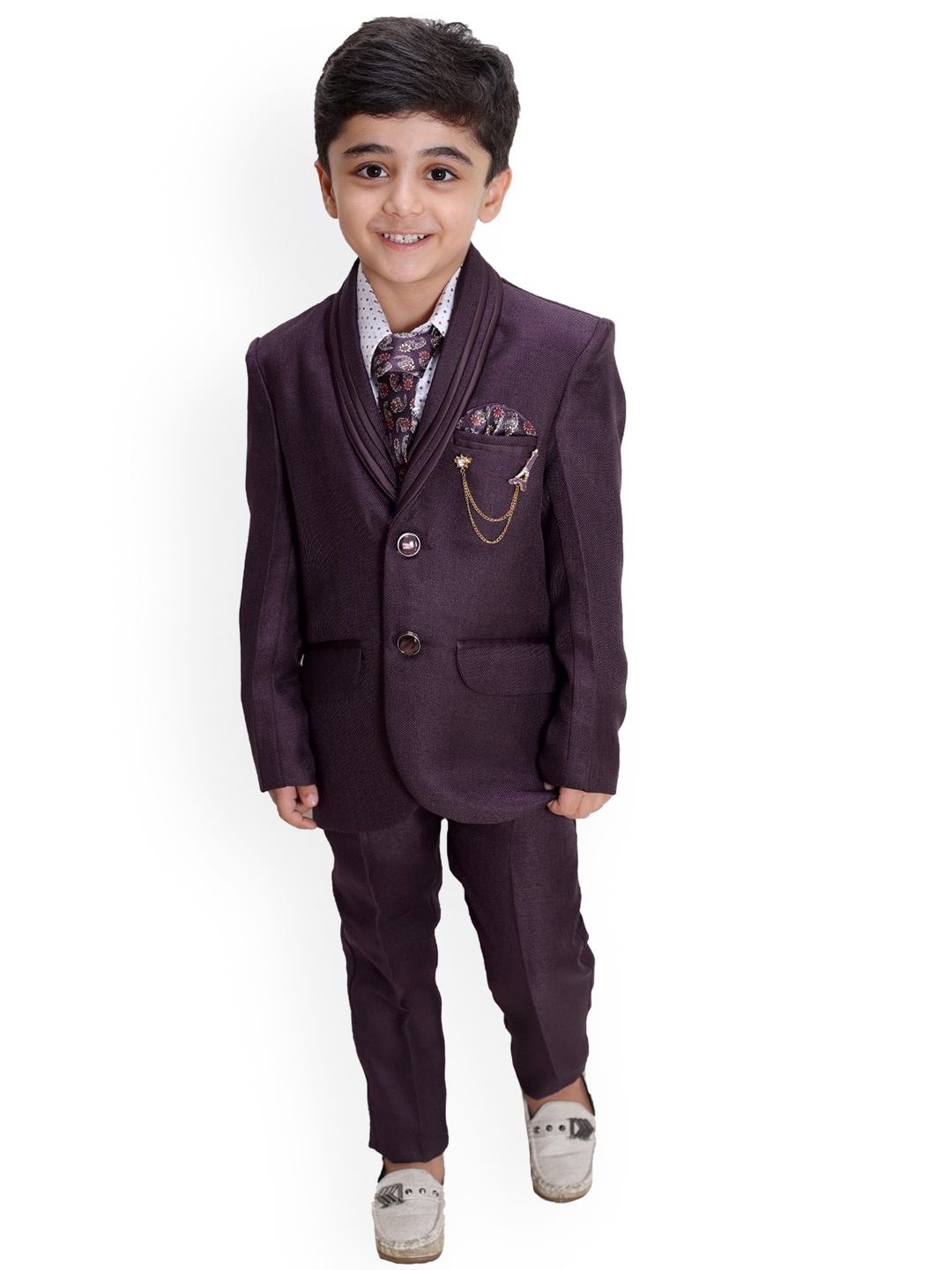 

BAESD Boys Single-Breasted 5-Piece Suit, Purple