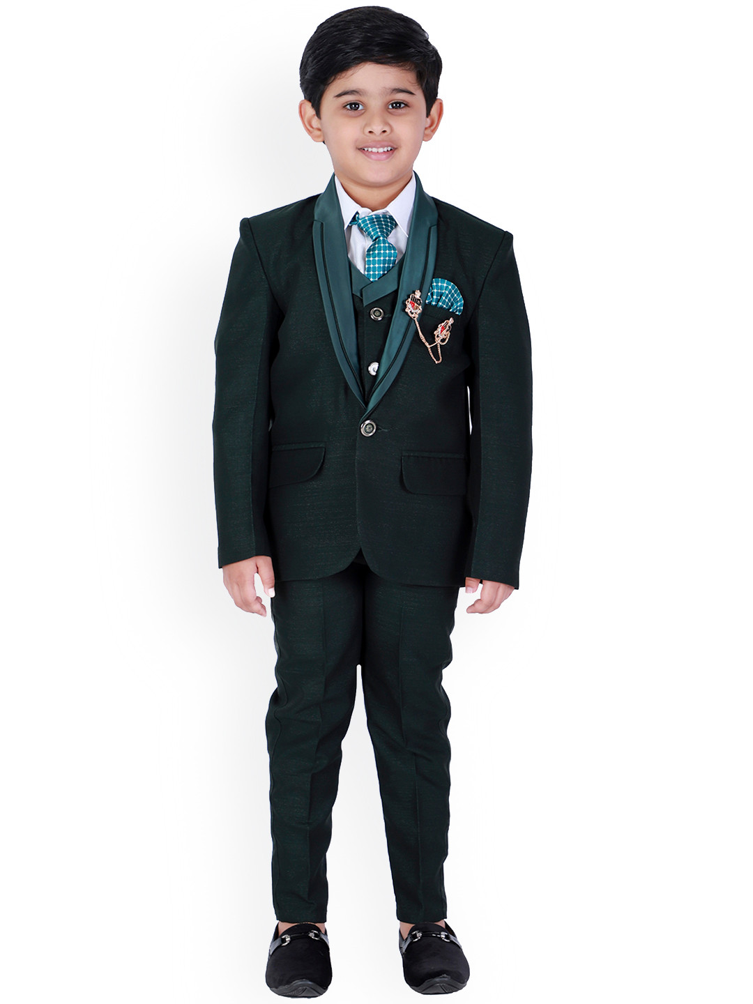 

BAESD Boys Single-Breasted 5-Piece Suit, Green