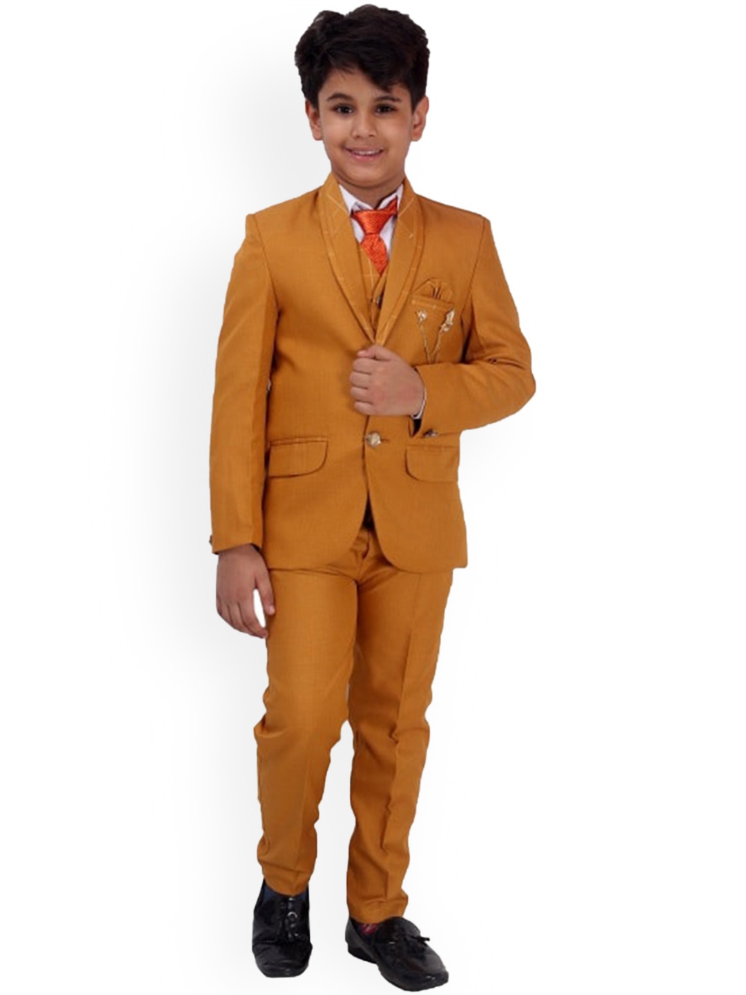 

BAESD Boys Single-Breasted 5-Piece Suit, Mustard