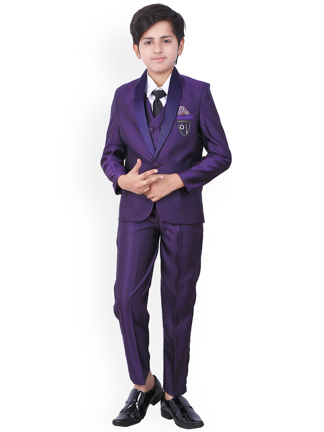 

BAESD Boys Single-Breasted 5-Piece Party Suit, Purple