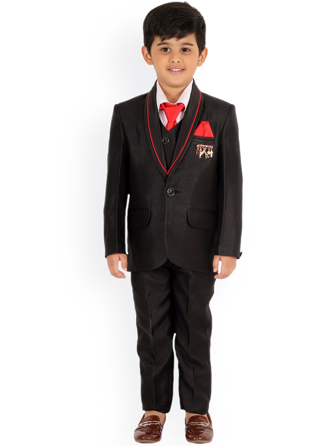 

BAESD Boys Single-Breasted 5-Piece Suit, Black