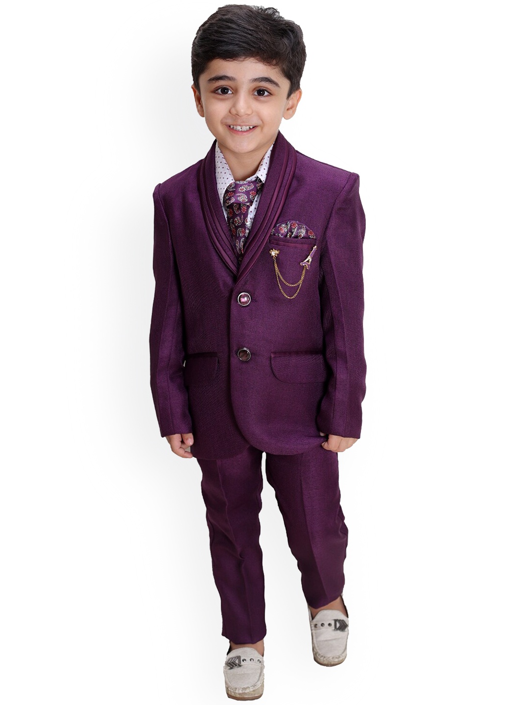 

BAESD Boys Single-Breasted 4-Piece Suit, Purple