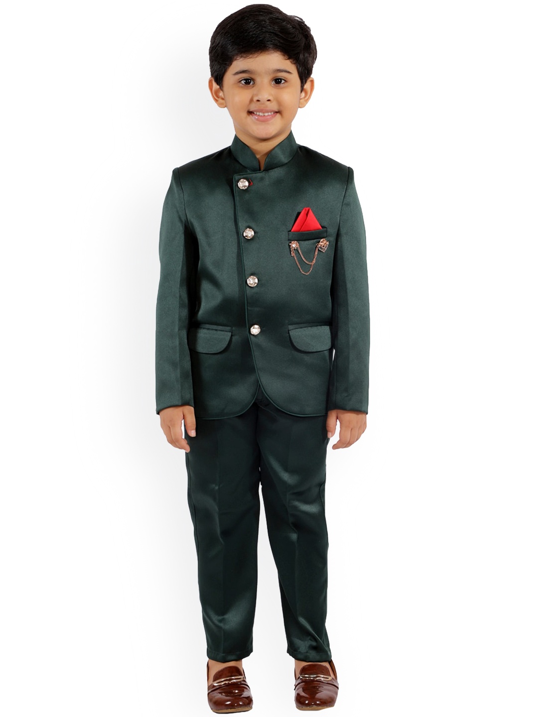 

BAESD Bandhgala 2-Piece Party Suit, Green