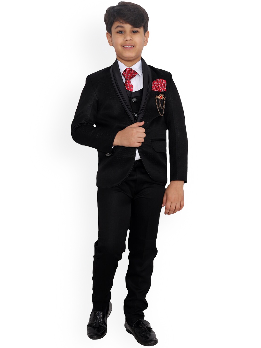 

BAESD Boys Single-Breasted 5-Piece Suit, Black