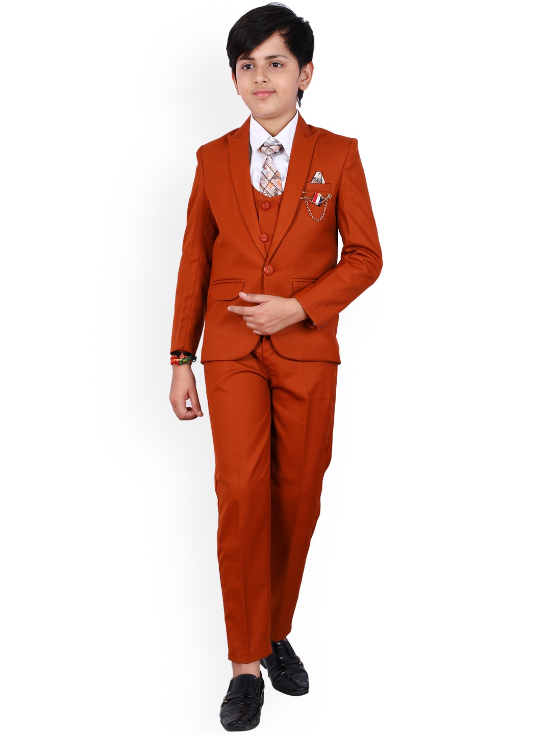 

BAESD Boys Single-Breasted 5-Piece Suit, Orange