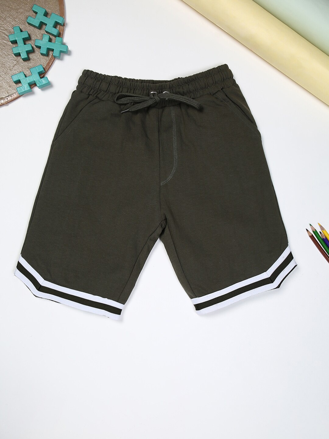 

Urban Dog Boys Mid-Rise Cotton Shorts, Olive