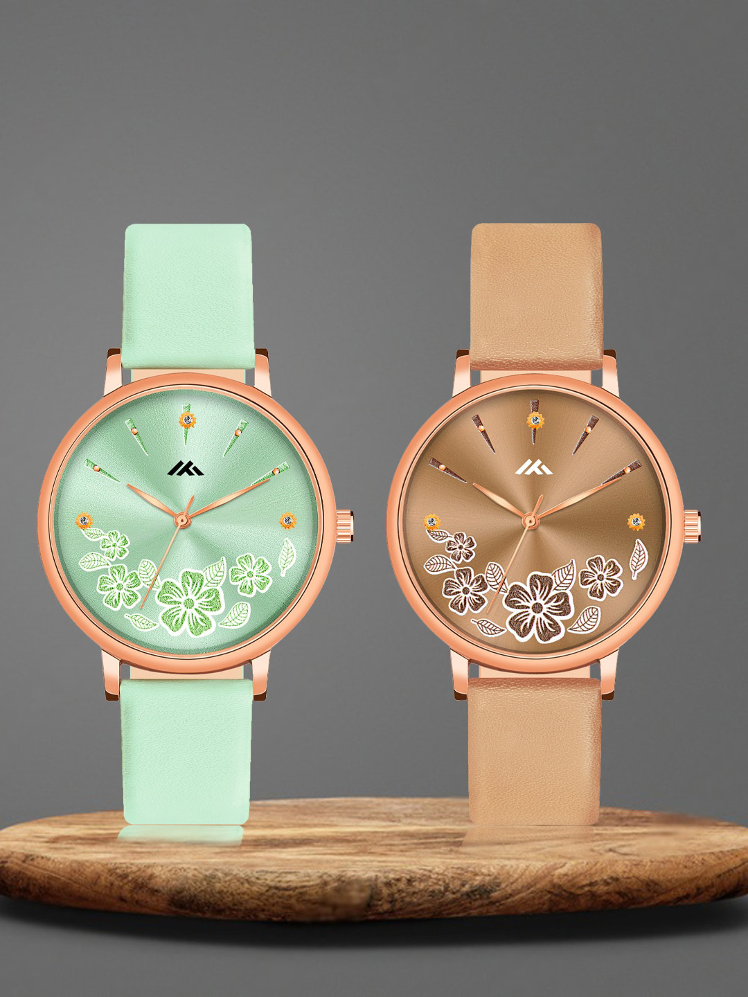 

Shocknshop Women Pack Of 2 Leather Straps Analogue Watch MT517-519, Lime green