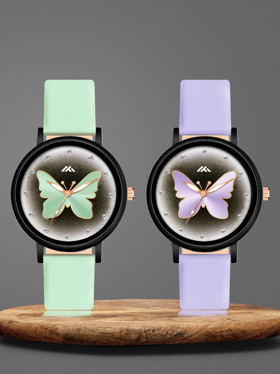 

Shocknshop Women Pack Of 2 Leather Straps Analogue Watch MT521-524, Lime green