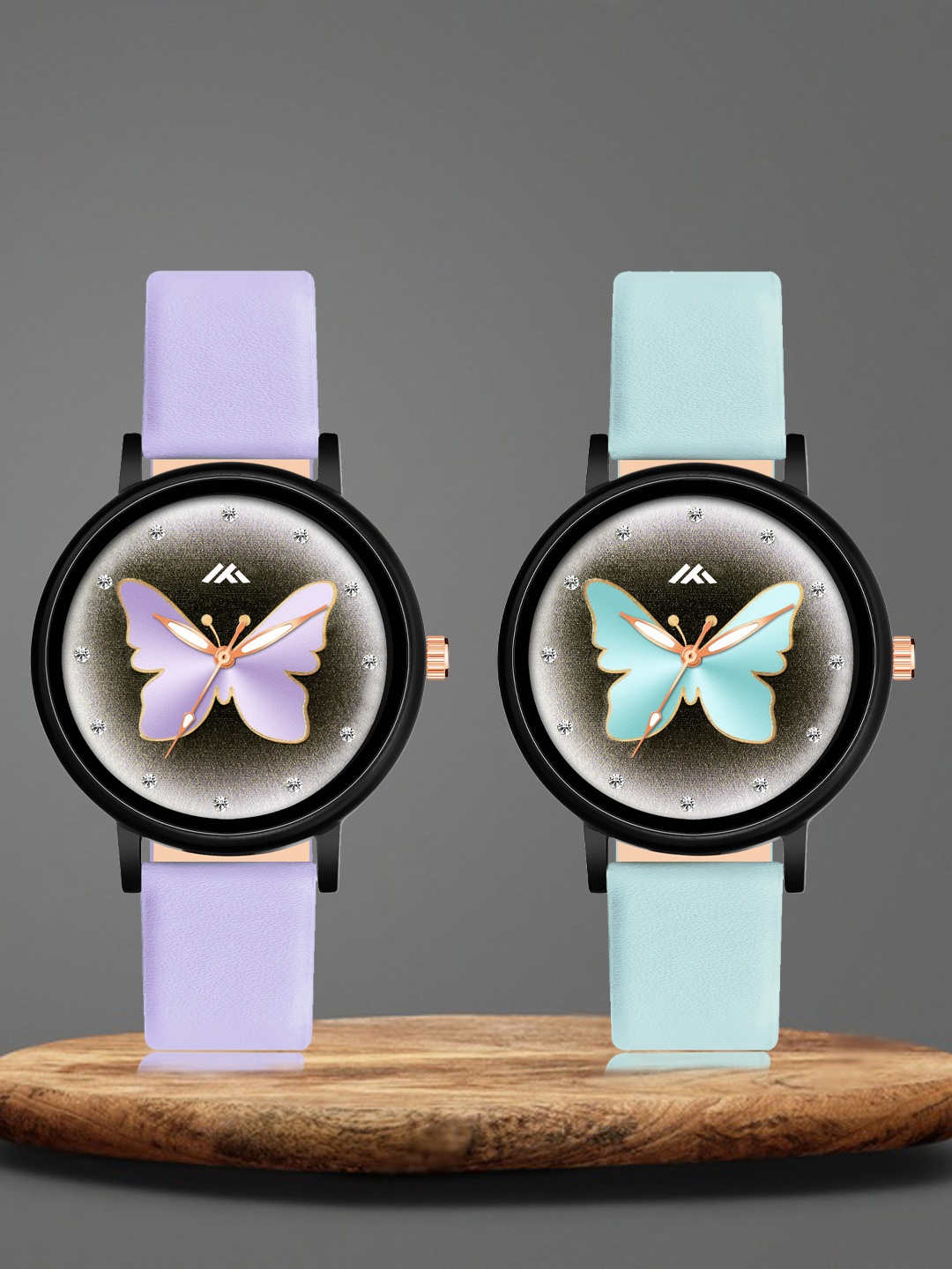 Shocknshop Women Pack Of 2 Leather Straps Analogue Watch MT524-525, Purple