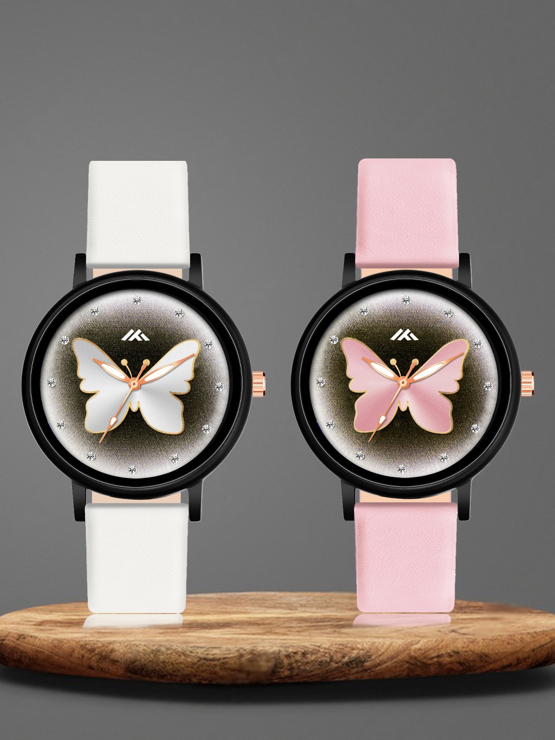 

Shocknshop Women Pack Of 2 Leather Straps Analogue Watch MT522-523, White