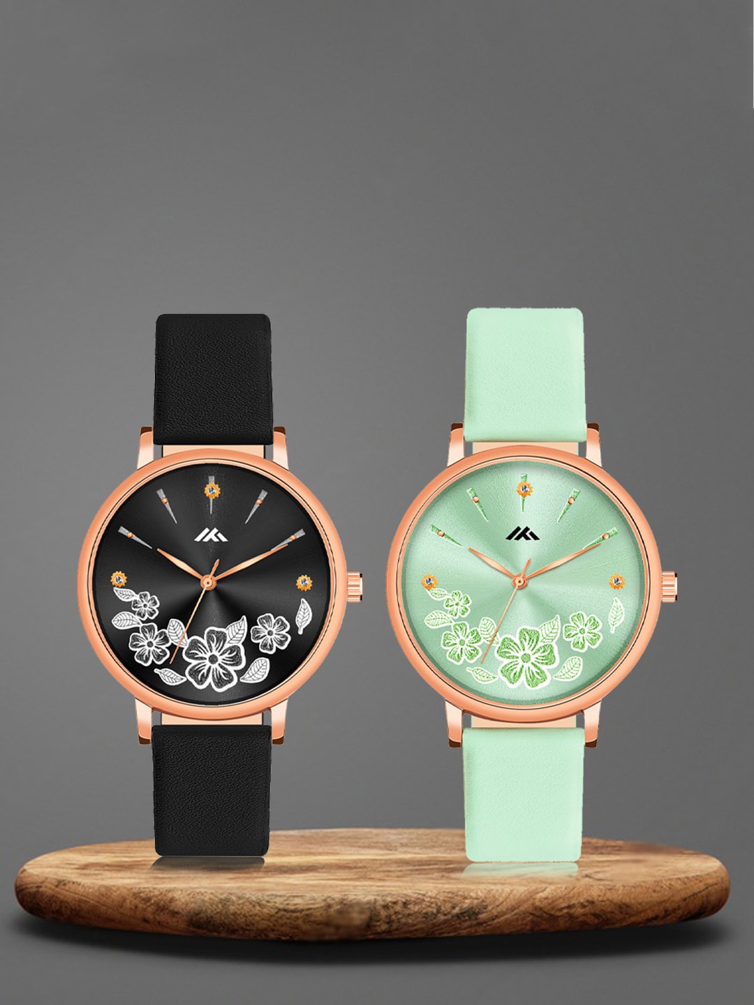 Shocknshop Women Pack Of 2 Leather Straps Analogue Watch MT516-517, Black