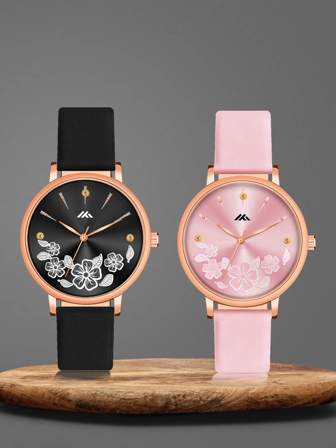 

Shocknshop Women Pack Of 2 Leather Straps Analogue Watch MT516-518, Black