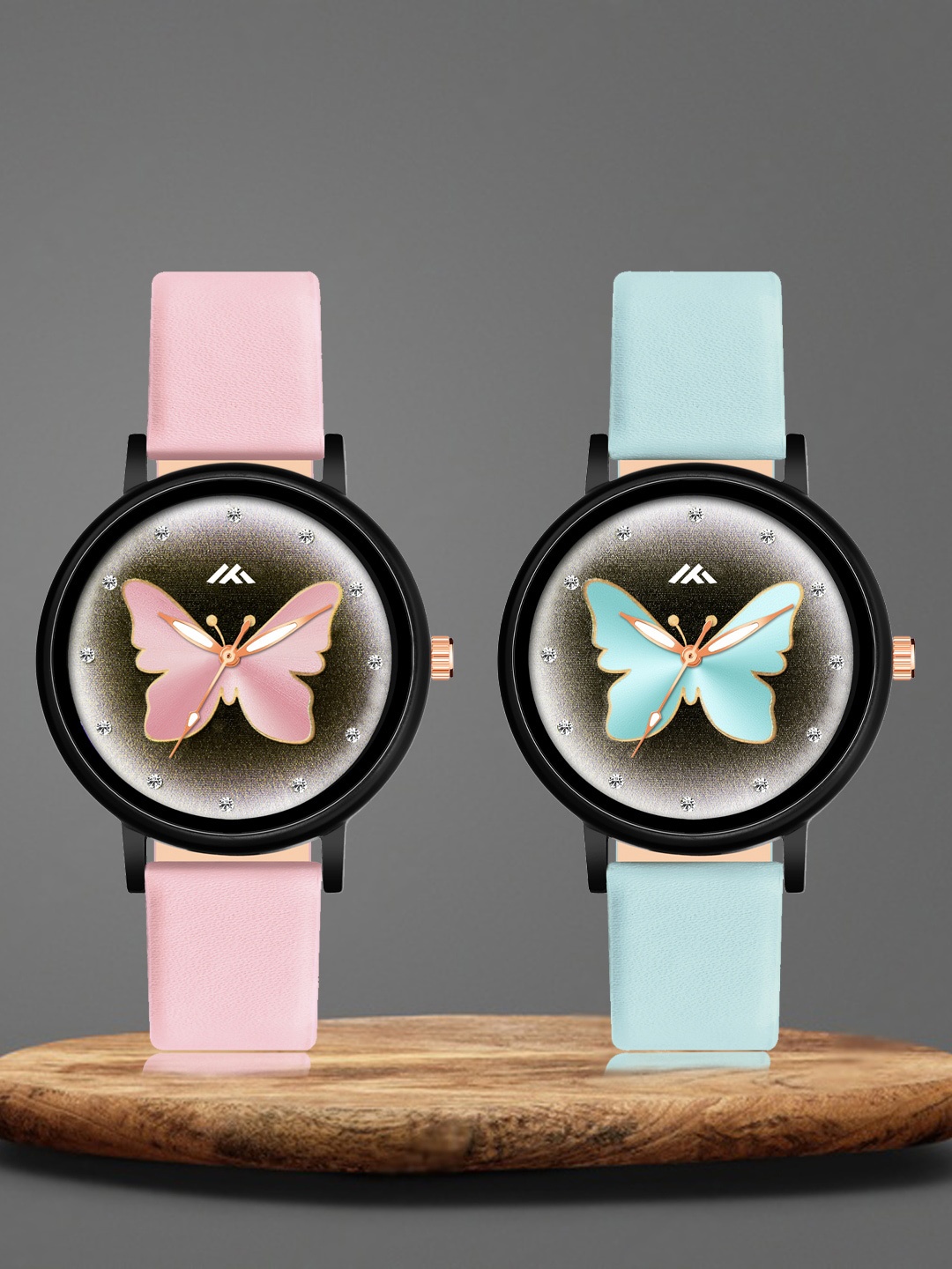 

Shocknshop Women Pack of 2 Leather Straps Analogue Watch MT523-525, Pink