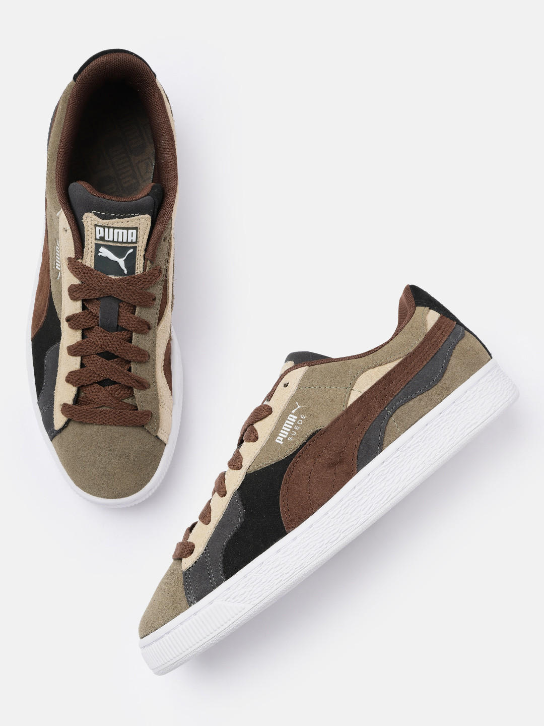 

Puma Unisex Leather Sneakers, Olive