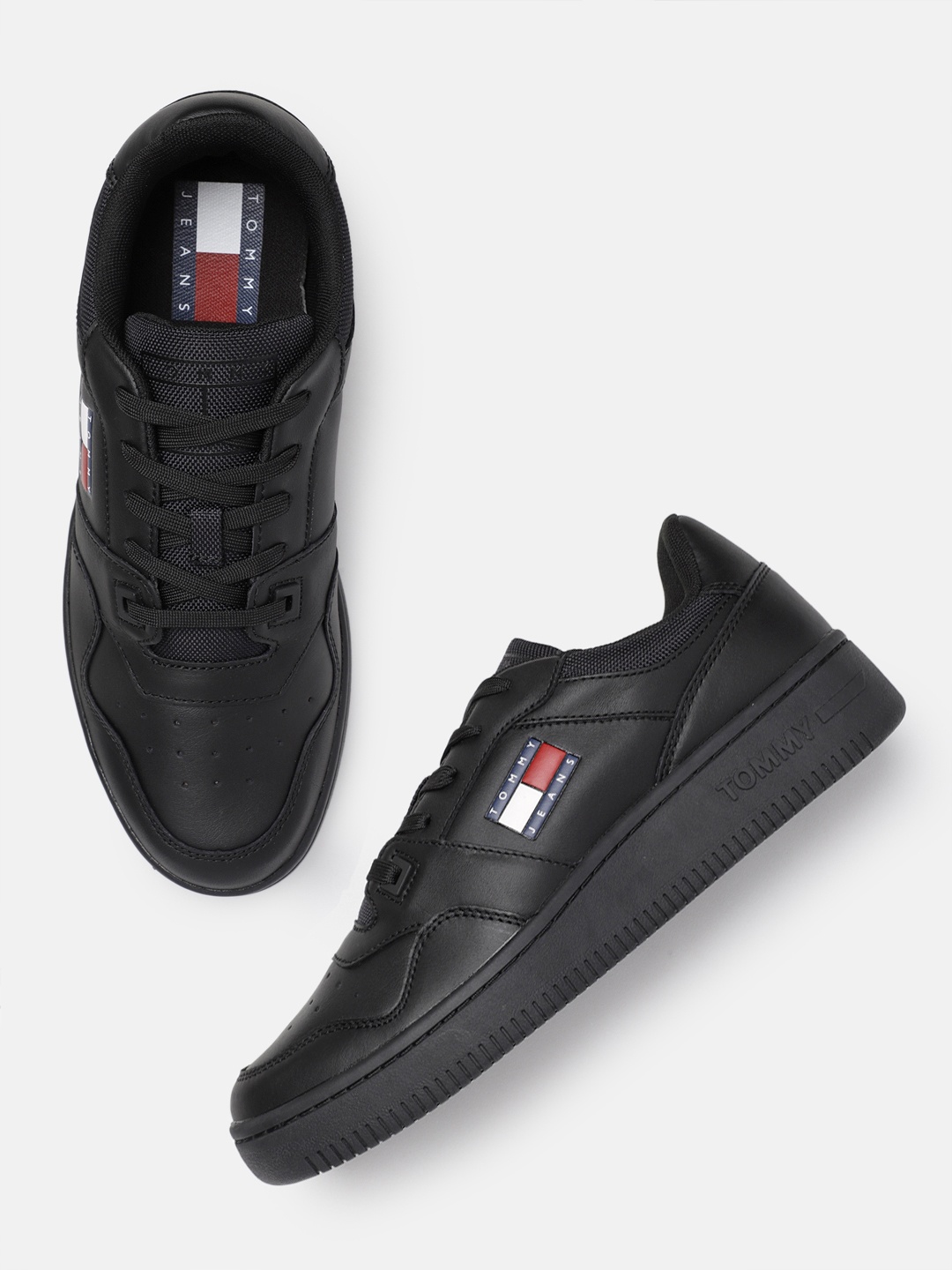 

Tommy Hilfiger Men Perforations Leather Sneakers, Black