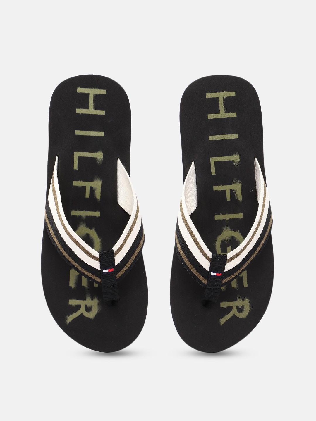 

Tommy Hilfiger Men Striped Thong Flip-Flops, Black