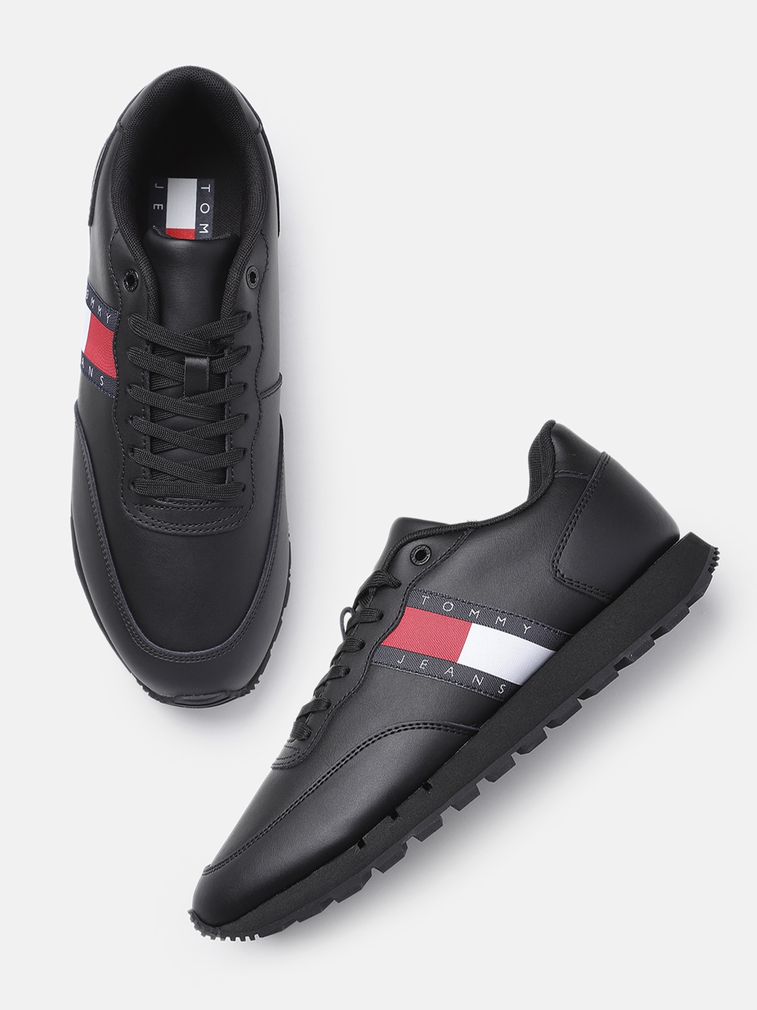 

Tommy Hilfiger Men Leather Sneakers, Black