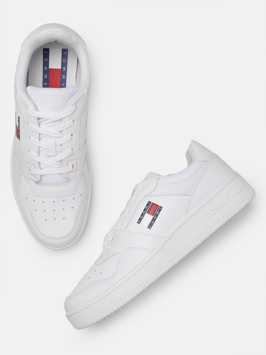 

Tommy Hilfiger Men Perforations Leather Sneakers, White