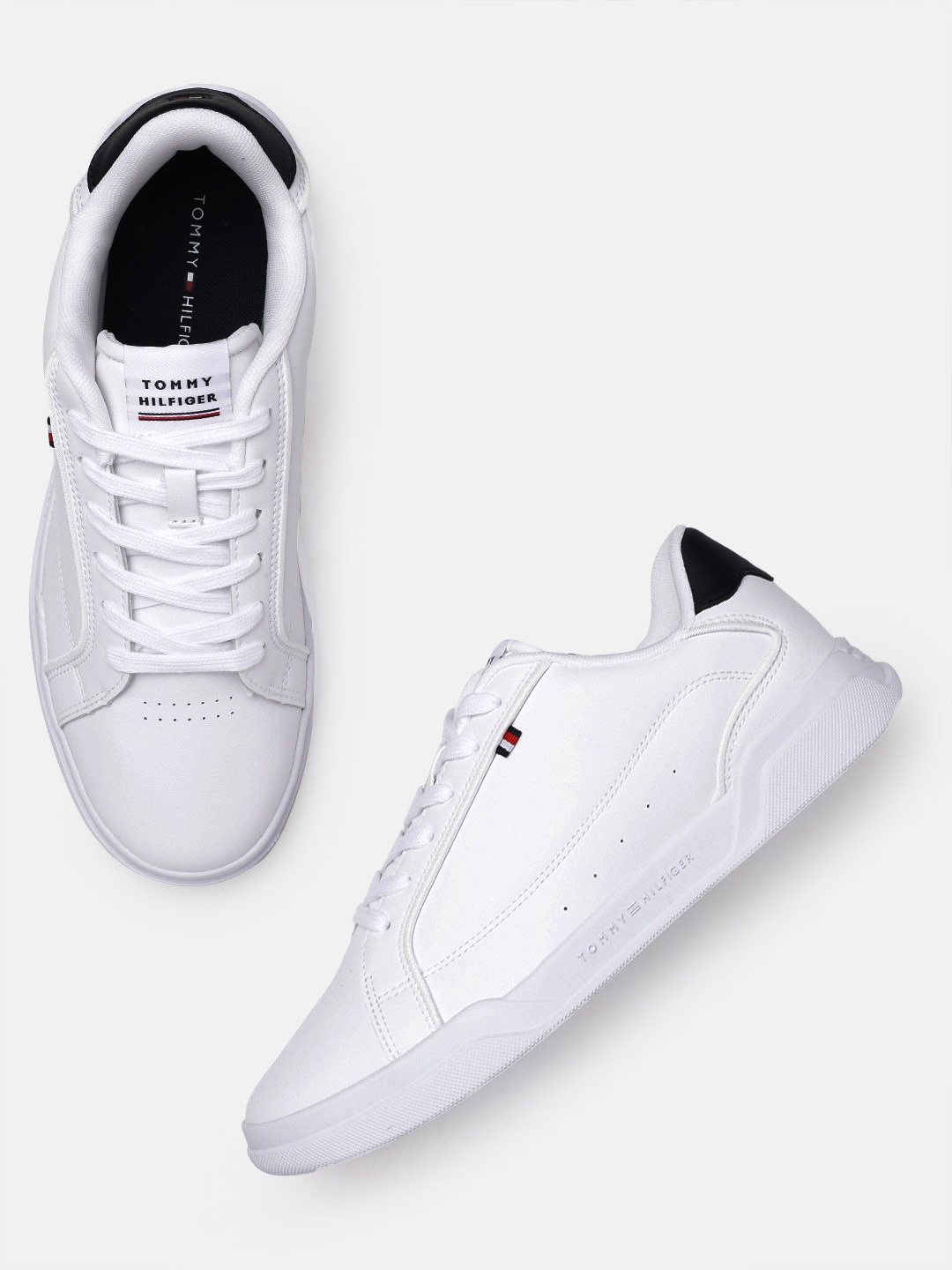 

Tommy Hilfiger Men Perforations Leather Sneakers, White
