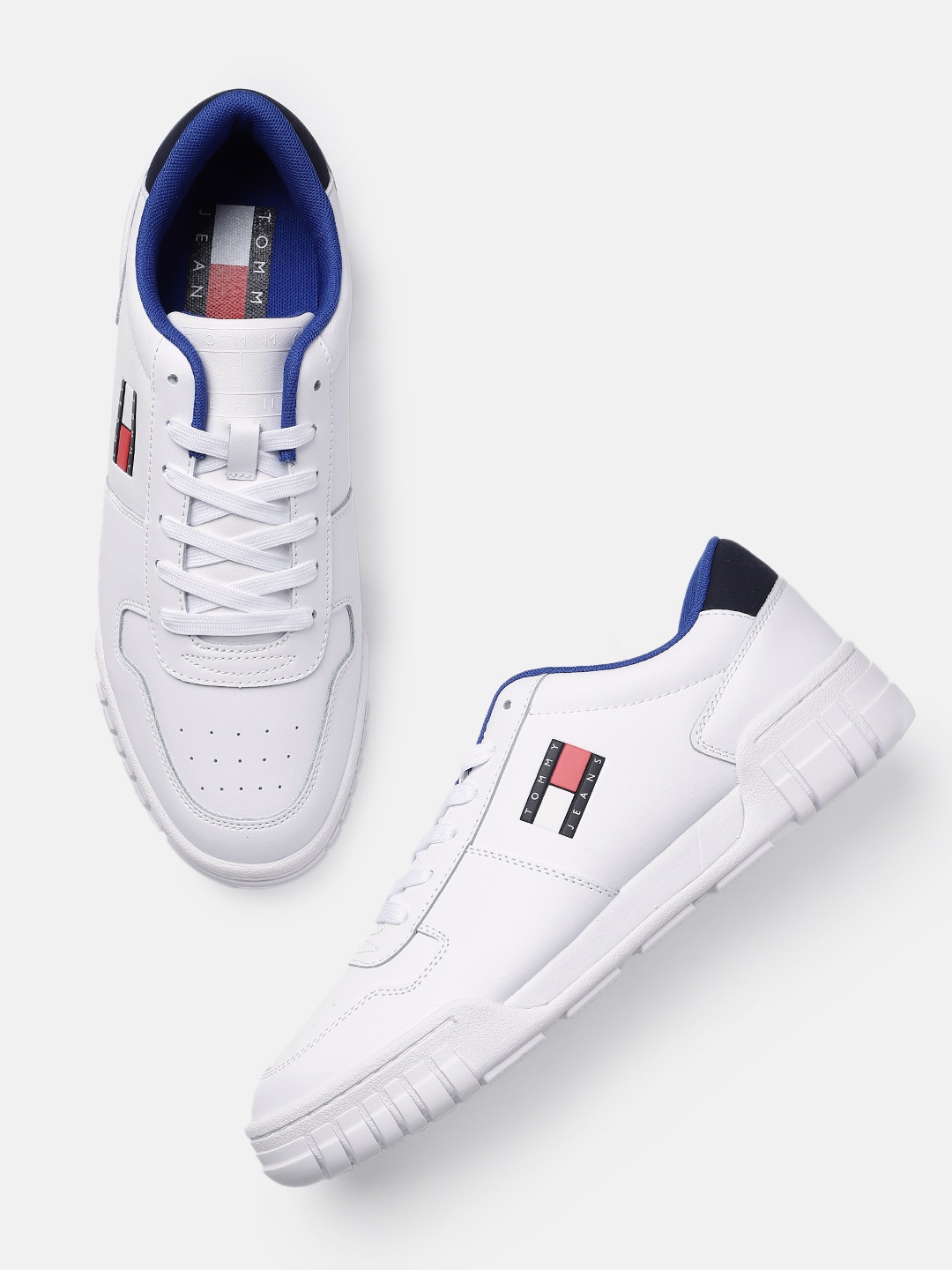 

Tommy Hilfiger Men Perforations Regular Sneakers With Brand Logo Detail, White