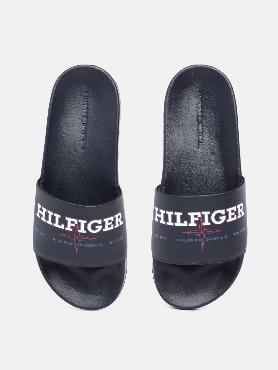 

Tommy Hilfiger Men Brand Logo Printed Sliders, Navy blue